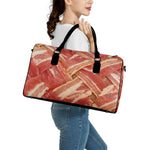 Weaving Bacon Print Leather Duffle Bag