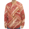 Weaving Bacon Print Long Sleeve Baseball Jersey