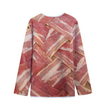 Weaving Bacon Print Long Sleeve Short Coat