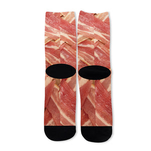 Weaving Bacon Print Long Socks