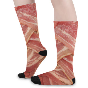 Weaving Bacon Print Long Socks