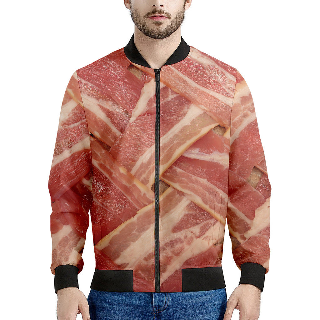 Weaving Bacon Print Men's Bomber Jacket