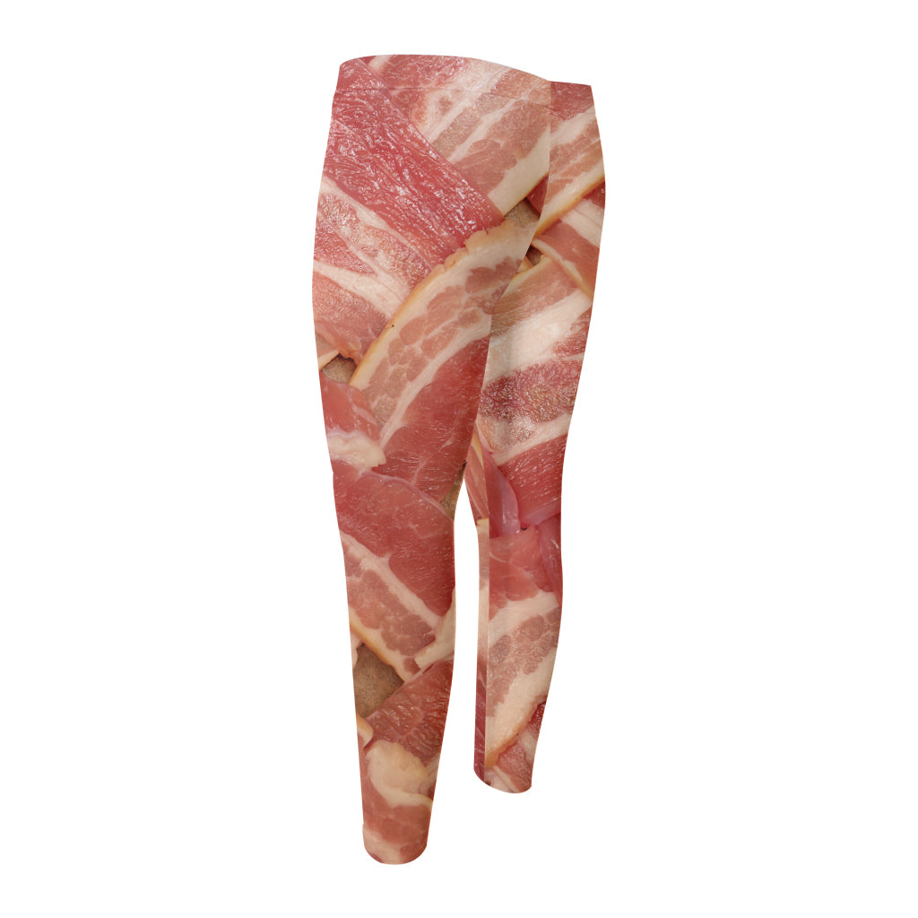 Weaving Bacon Print Men's Compression Pants