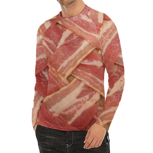 Weaving Bacon Print Men's Long Sleeve Rash Guard