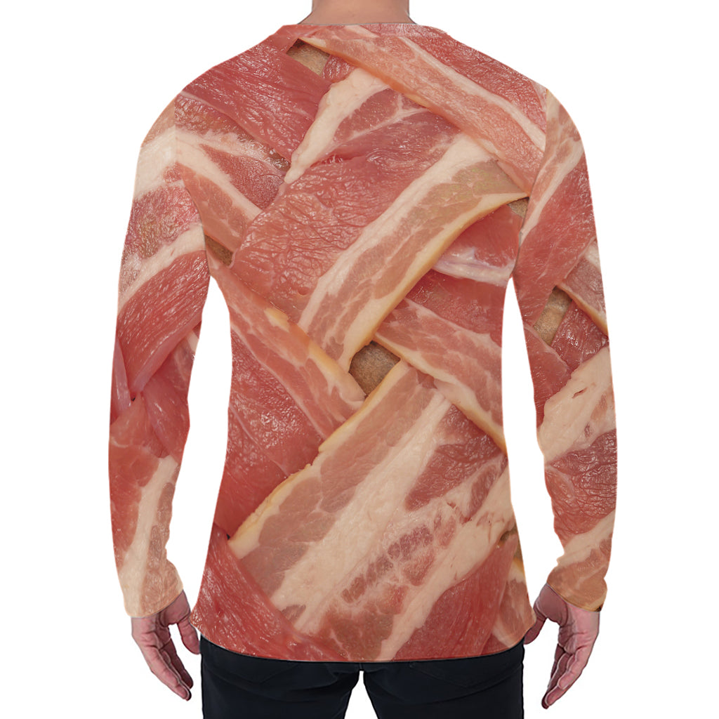 Weaving Bacon Print Men's Long Sleeve T-Shirt