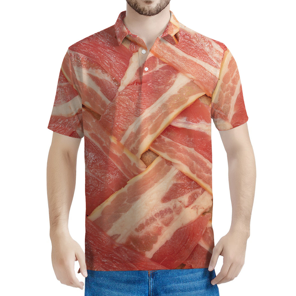 Weaving Bacon Print Men's Polo Shirt