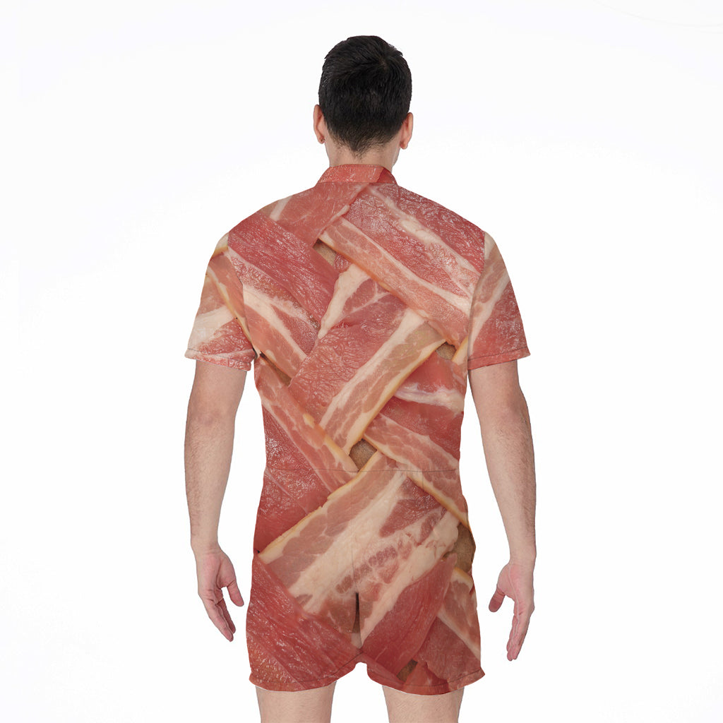 Weaving Bacon Print Men's Rompers