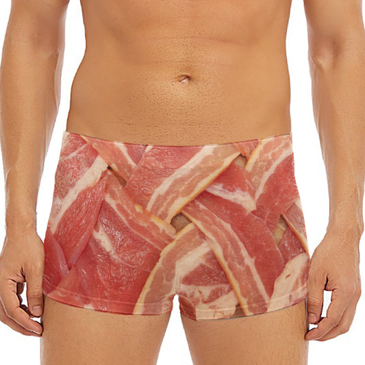 Weaving Bacon Print Men's Short Boxer Briefs