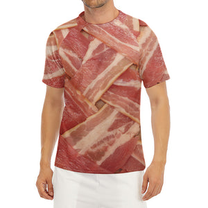 Weaving Bacon Print Men's Short Sleeve Rash Guard