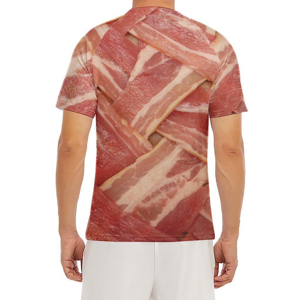 Weaving Bacon Print Men's Short Sleeve Rash Guard