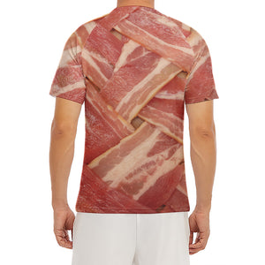 Weaving Bacon Print Men's Short Sleeve Rash Guard