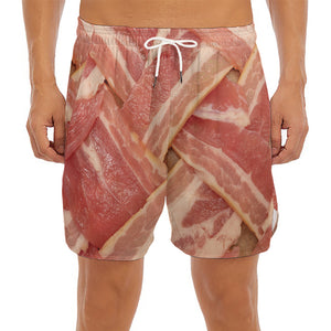 Weaving Bacon Print Men's Split Running Shorts