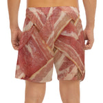 Weaving Bacon Print Men's Split Running Shorts