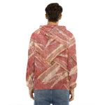 Weaving Bacon Print Men's Velvet Pullover Hoodie