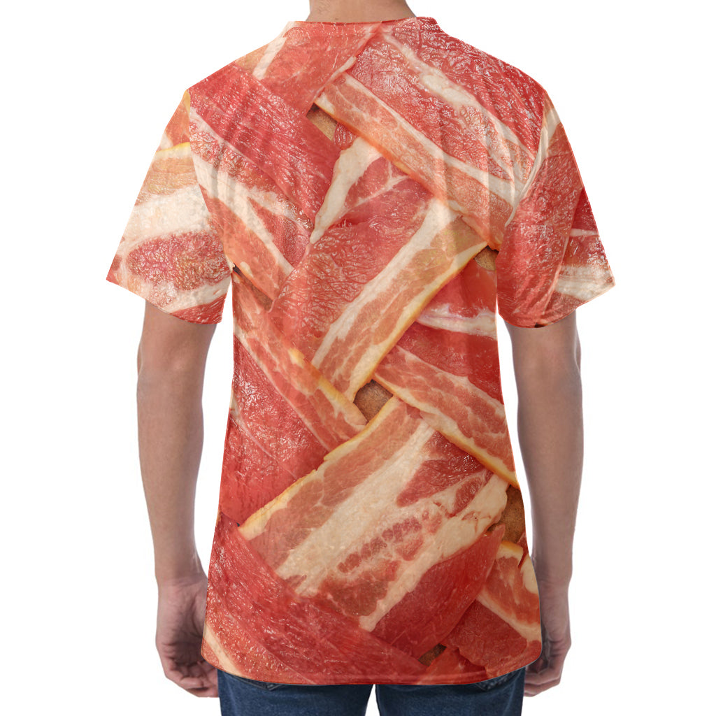 Weaving Bacon Print Men's Velvet T-Shirt