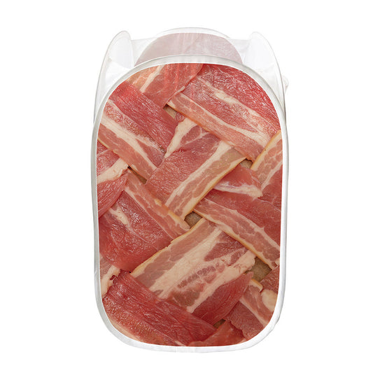 Weaving Bacon Print Mesh Laundry Hamper