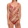 Weaving Bacon Print One Piece Swimsuit