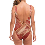 Weaving Bacon Print One Piece Swimsuit