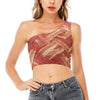 Weaving Bacon Print One Shoulder Crop Top