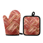 Weaving Bacon Print Oven Mitt And Pot Holder Set
