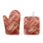 Weaving Bacon Print Oven Mitt And Pot Holder Set