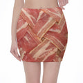 Weaving Bacon Print Pencil Mini Skirt