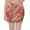 Weaving Bacon Print Pencil Mini Skirt