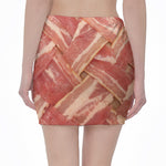 Weaving Bacon Print Pencil Mini Skirt