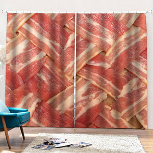 Weaving Bacon Print Pencil Pleat Curtains