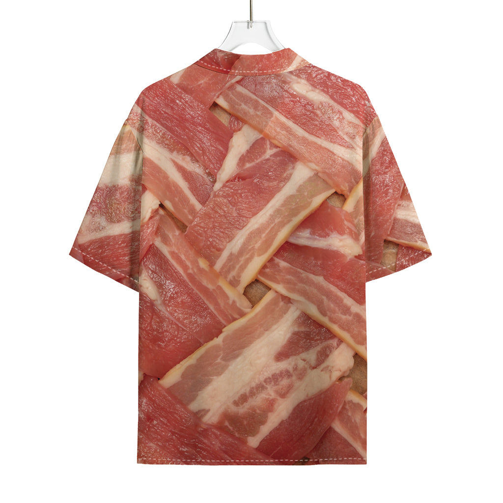 Weaving Bacon Print Rayon Hawaiian Shirt