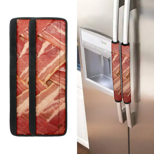 Weaving Bacon Print Refrigerator Handle Covers
