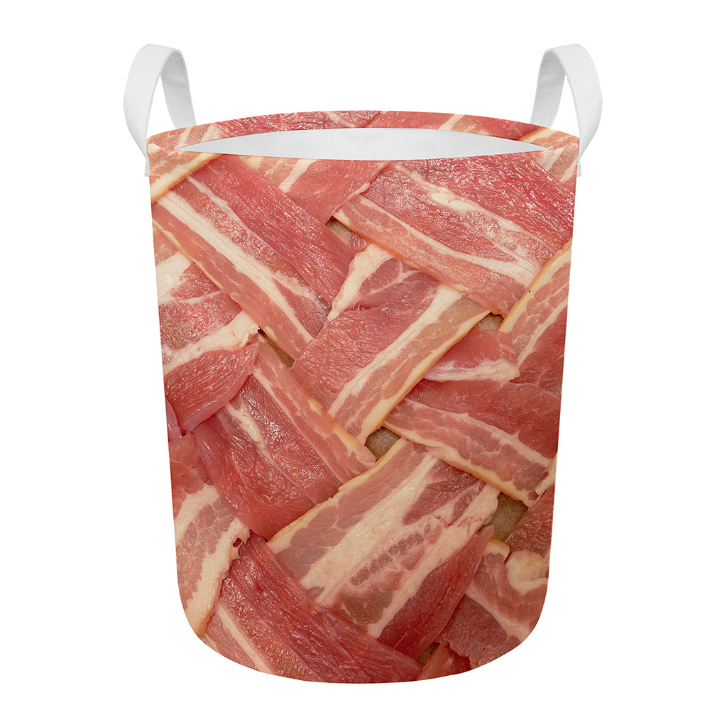 Weaving Bacon Print Round Laundry Basket