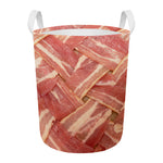 Weaving Bacon Print Round Laundry Basket