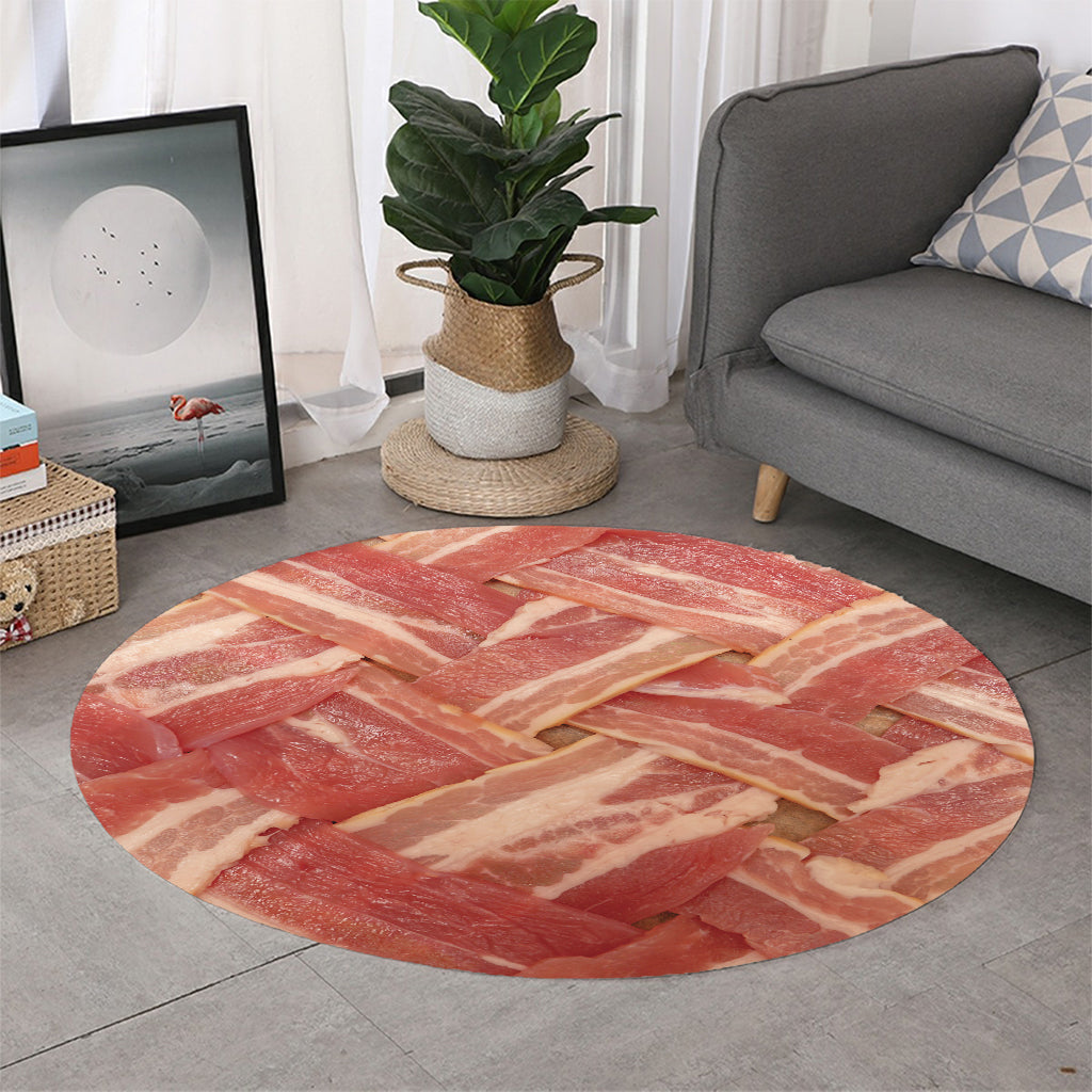 Weaving Bacon Print Round Rug