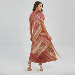 Weaving Bacon Print Short Sleeve Maxi Dress