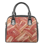 Weaving Bacon Print Shoulder Handbag