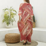 Weaving Bacon Print Silk V-Neck Kaftan Dress