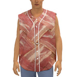 Weaving Bacon Print Sleeveless Baseball Jersey