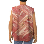 Weaving Bacon Print Sleeveless Baseball Jersey