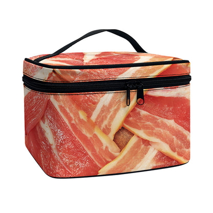 Weaving Bacon Print Travel Makeup Bag