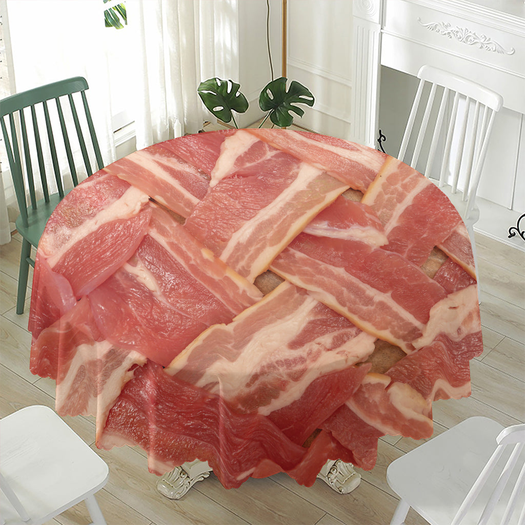 Weaving Bacon Print Waterproof Round Tablecloth