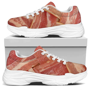 Weaving Bacon Print White Chunky Shoes