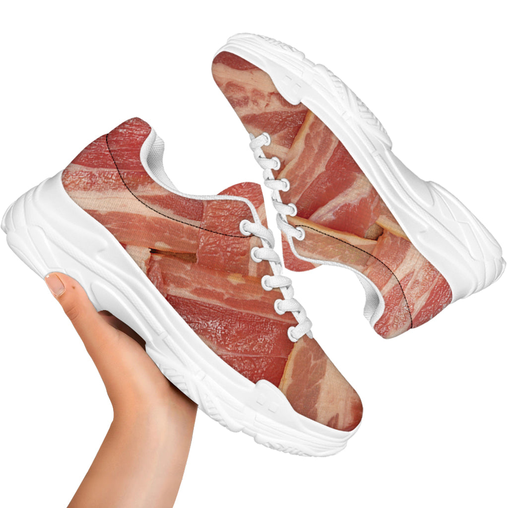 Weaving Bacon Print White Chunky Shoes