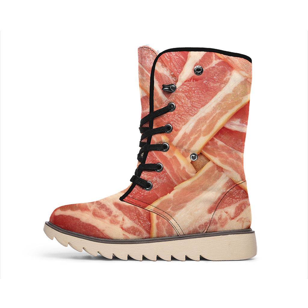 Weaving Bacon Print Winter Boots