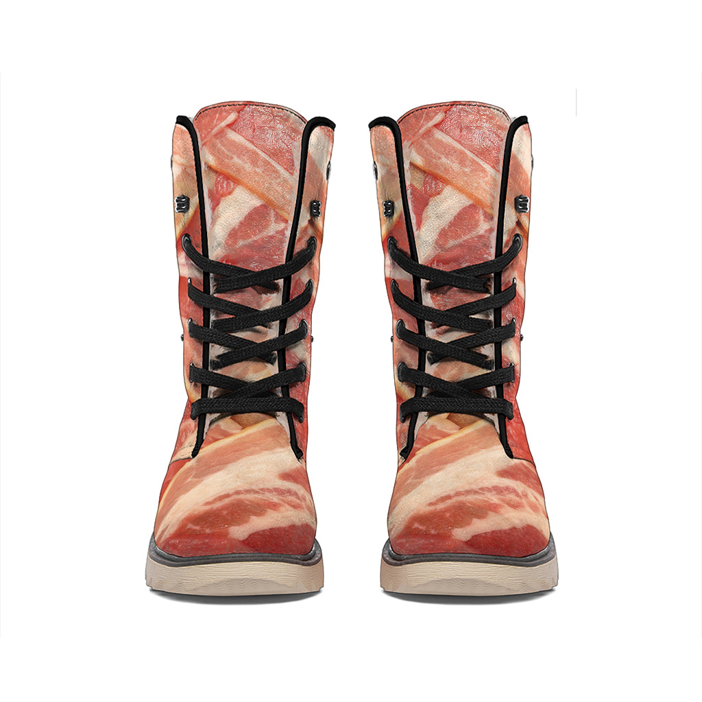 Weaving Bacon Print Winter Boots