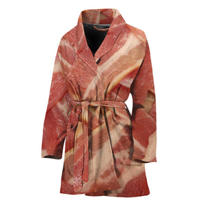 Weaving Bacon Print Women's Bathrobe