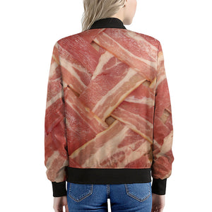 Weaving Bacon Print Women's Bomber Jacket