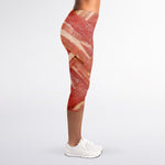 Weaving Bacon Print Women's Capri Leggings