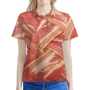 Weaving Bacon Print Women's Polo Shirt