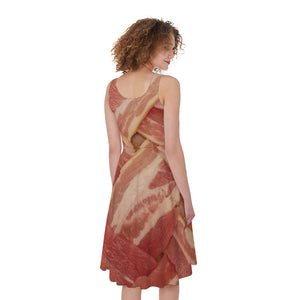 Weaving Bacon Print Women's Sleeveless Dress